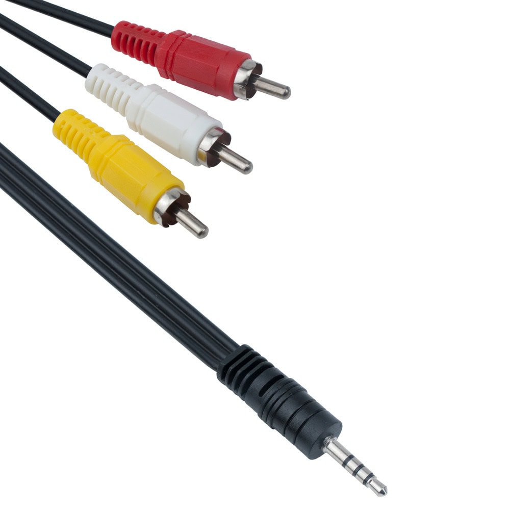 Kабел DeTech 3.5mm jack(м) към 3x chinch(м)