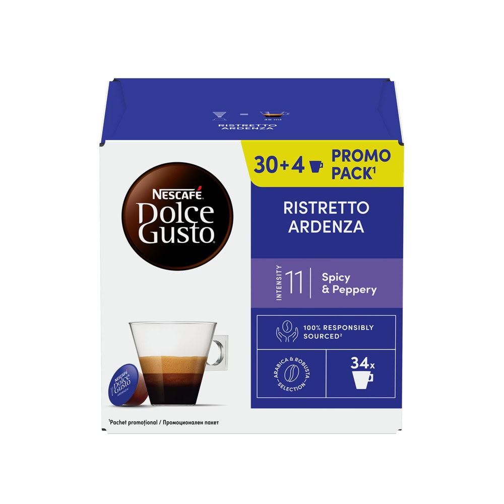 Кафе капсули NESCAFE Dolce Gusto - Ristretto Ardenza Promo pack 30+4