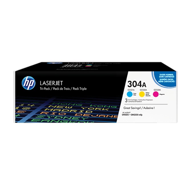 Тонер касета за HP COLOR LASER JET CP2025/CM2320MFP - TRIPLE PACK - C/M/Y - CC531/532/533 - CF372AM - заб.: 3x2800 брой копия