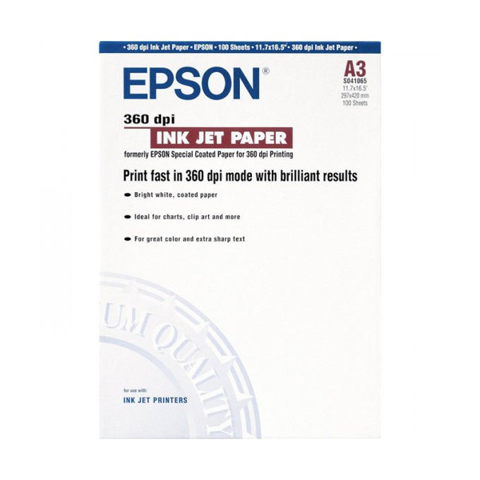 Хартия EPSON INK JET COATED PAPER - A3 - P№ 41065 - заб.: 100л