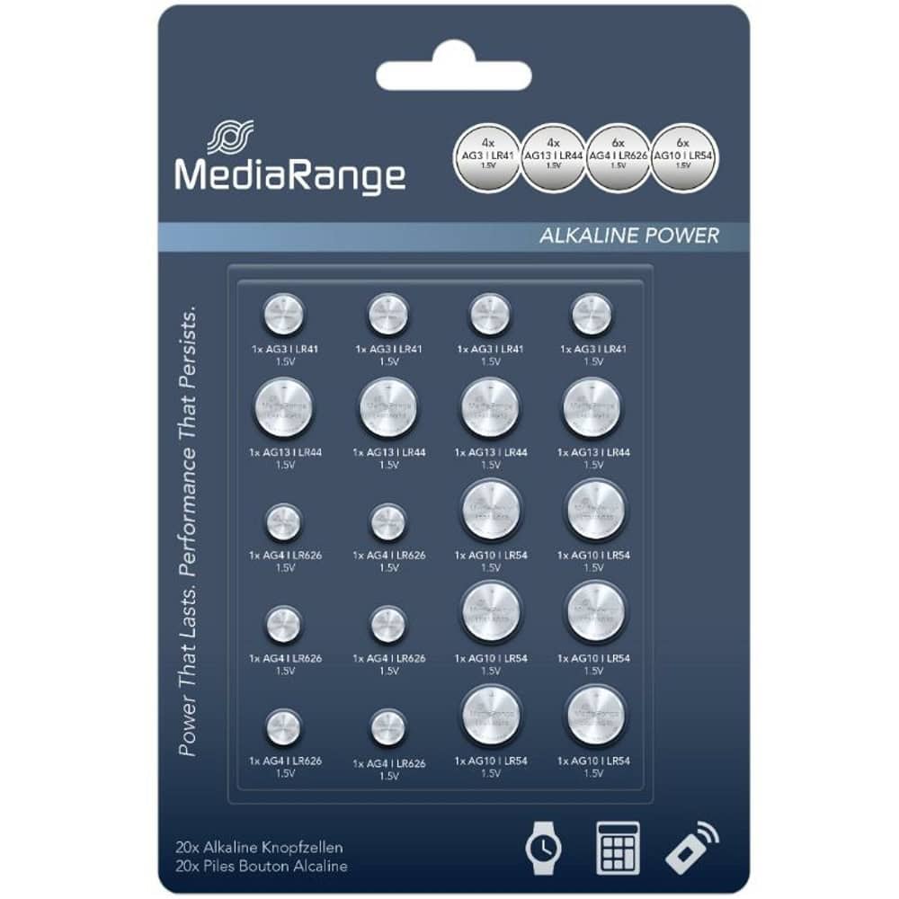 Батерии алкални MediaRange Premium Coin Cells MRBAT119 AG3/AG13/AG4/AG10 (LR41/LR44/LR626/LR54)