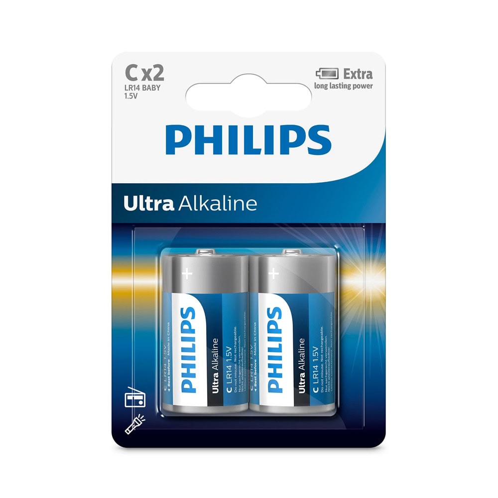 Батерии 2x Philips Ultra Alkaline (C)