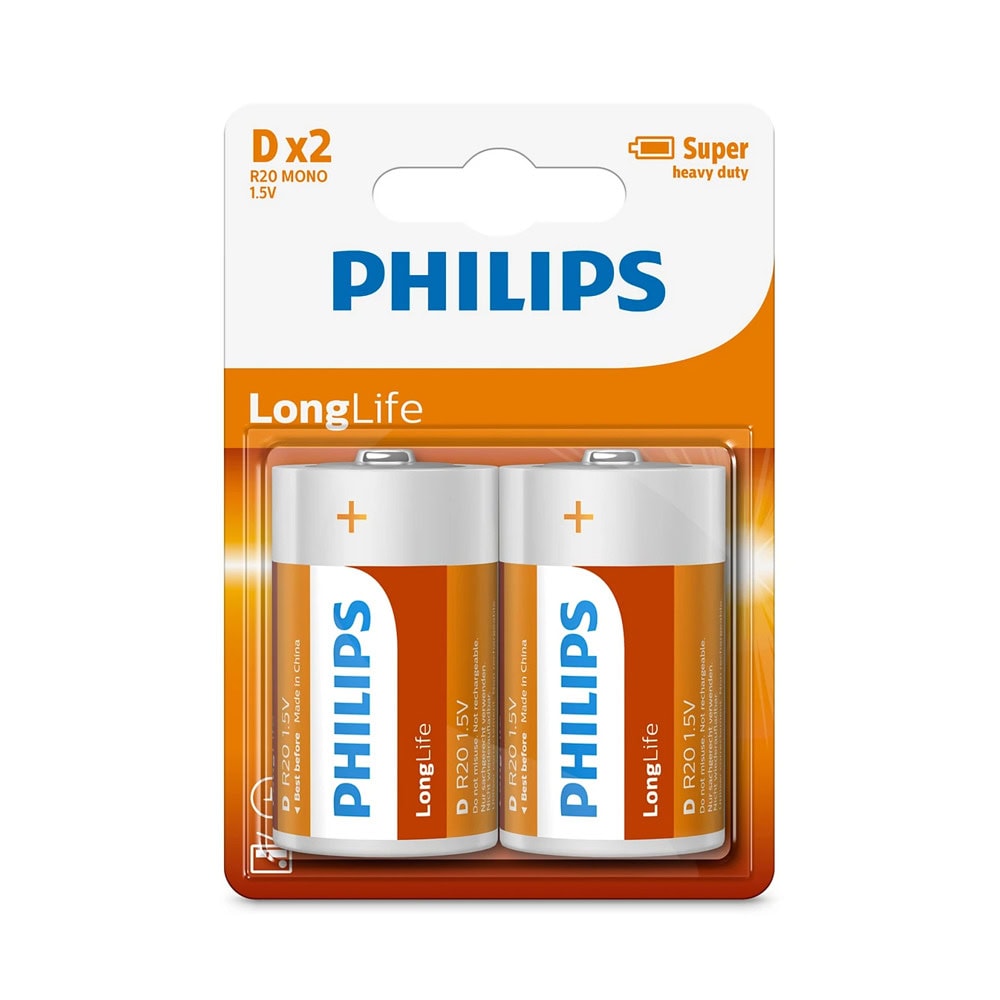 Батерии цинкови Philips Longlife LR20(D)