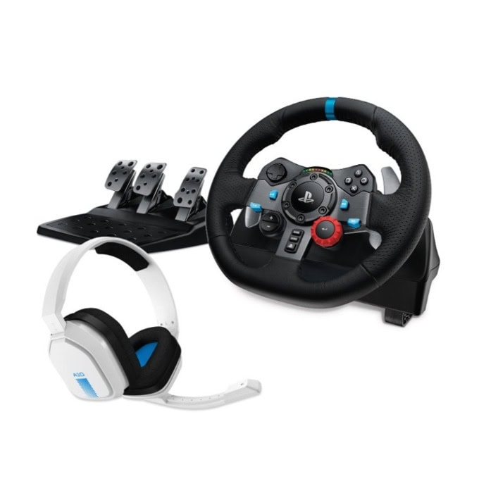 Волан с педали Logitech G29 Driving Force в комплект със слушалки Logitech Astro A10 (991-000486)