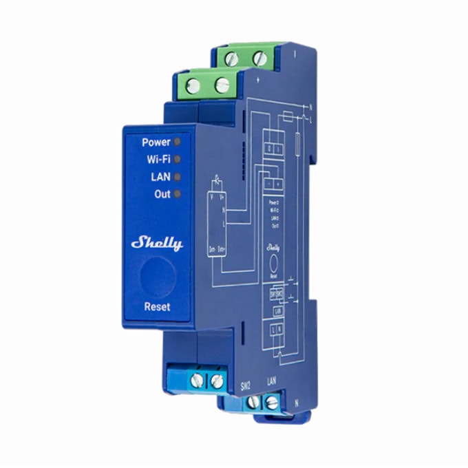 WiFi реле за DIN шина Shelly PRO Dimmer 0/1-10V PM