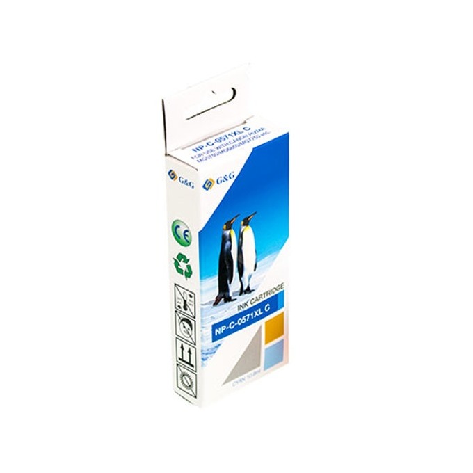 Касета за CANON PIXMA MG5750/5751/5752/5753/6850/6851/6852/6853/7750/7751/7752/7753 - Cyan - BS0332C - PGI-571XLC - P№ NP-C-0571XLC - G&G - Неоригинален Заб.: 715k