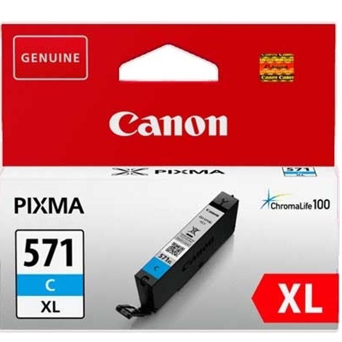 Касета за CANON PIXMA MG-Serie 5700/5750/5751/5752/5753/6800/6850/6851/6852/6853/7700/7750/7751/7752/7753/ TS-Series 5055/6052/5050/5051/5052/6050/6051/8050/8051/8052/8053/9050/9051/9052/9055 - Cyan - 0332C001AA P№ CLI-571XLC - заб: 715/11ml