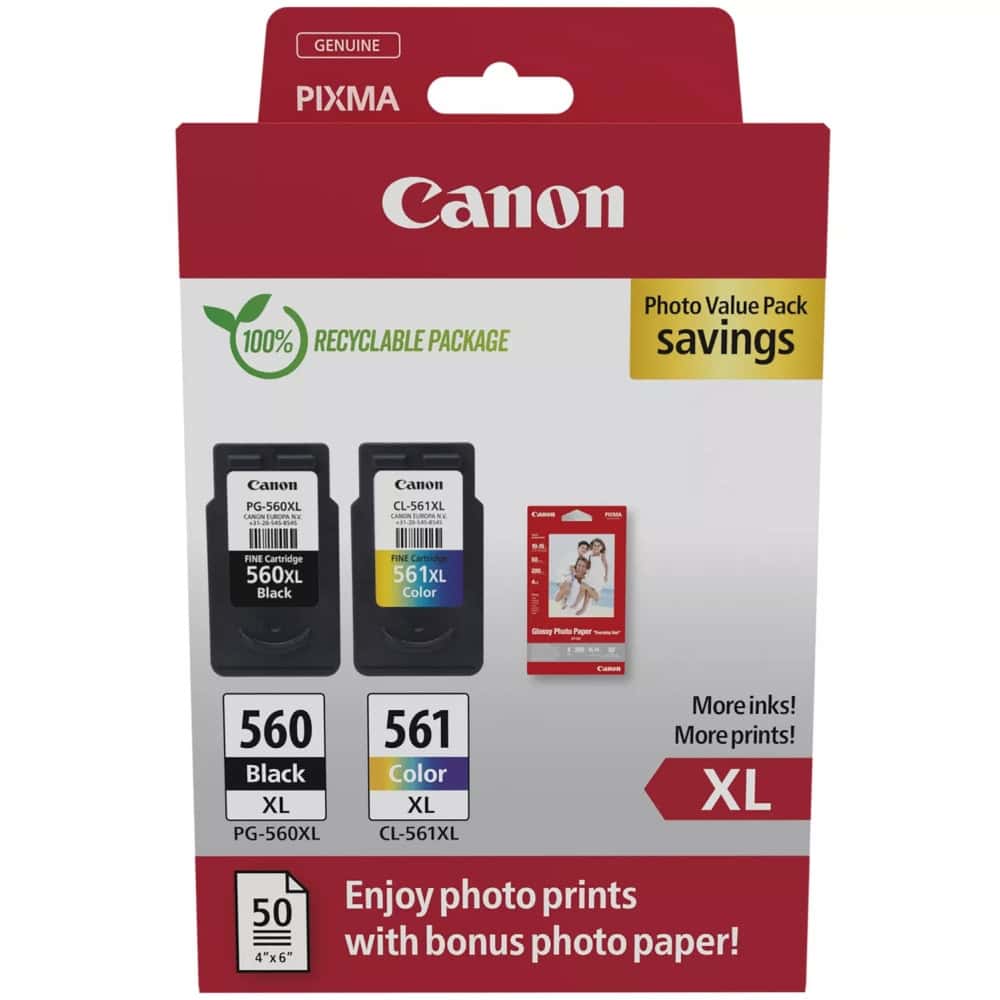 Касети за Canon PIXMA TS5350/TS5351/TS5352/TS5353/TS7450/TS7451/TS5351a/TS7450a/TS5350a/TS5352a/TS7451a - BK/C/M/Y - 3712C008AA - Canon PG-560XL / CL-561XL PVP - Оригинални