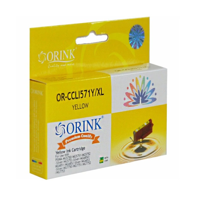 Касета за Canon Pixma MG5750 Series/MG6850 Series/MG7750 Series/TS5050 Series/TS6050 Series/TS8050 Series/TS9050/TS9055 - Yellow - HCLI571XLY - Orink - Неоригинална