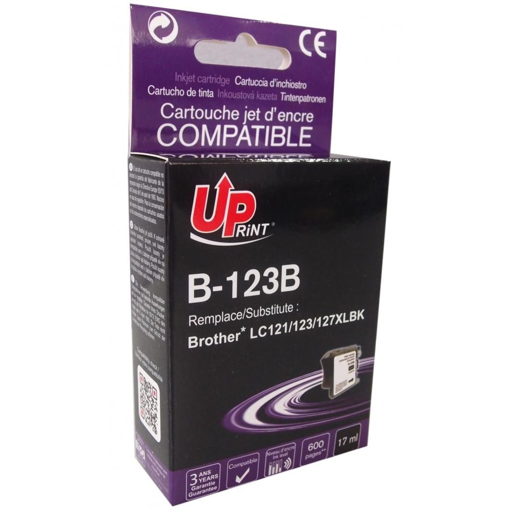 Касета за Brother DCP J132W/J152W/J172W/J4110DW/J552DW/J752DW; MFC J4410DW/J4510DW/J4610DW/J470DW/J4710DW/J650DW/J6520DW/J6720DW/J6920DW/J870DW - Black - LC121/123/127 - Uprint - неоригинален - Заб.: 600 брой копия