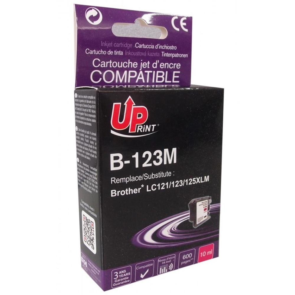 Касета за Brother DCP J132W/J152W/J172W/J4110DW/J552DW/J752DW; MFC J4410DW/J4510DW/J4610DW/J470DW/J4710DW/J650DW/J6520DW/J6720DW/J6920DW/J870DW - Magenta - LC121/123/127 - Uprint - неоригинален - Заб.: 600 копия