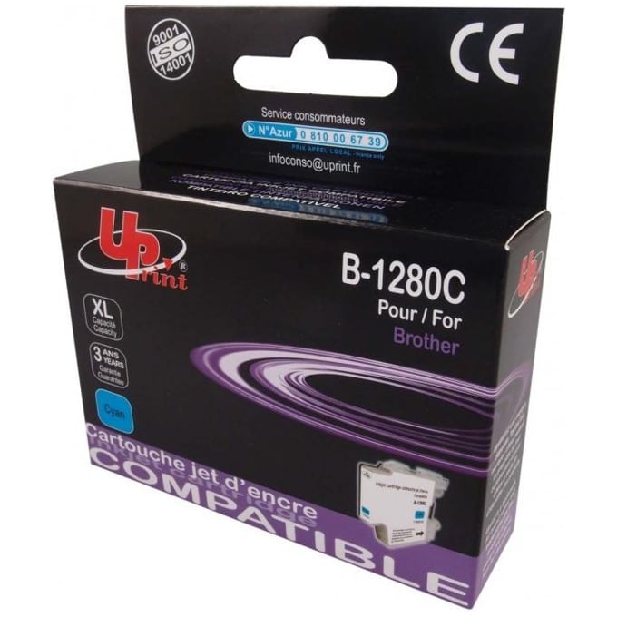 Касета за Brother DCP J525W/J725W/J925W; MFC J280W/J425W/J430W/J435W/J5910DW/J625DW/J6510DW/J6710DW/J6910DW/J825DW/J835DW - Cyan - LC1280XL/1240 - Uprint - неоригинален - Заб.: 1200 копия