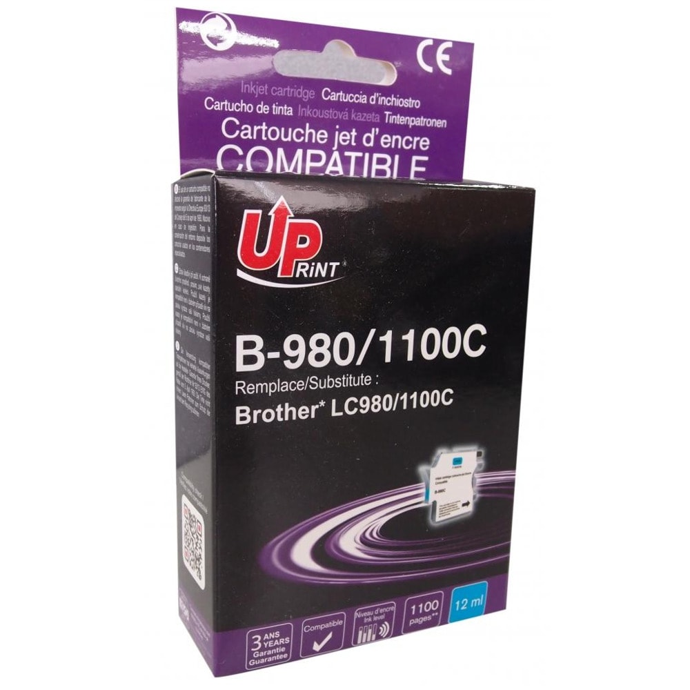Касета за Brother DCP J715W/145C/163C/165C/167C/185C/195C/365CN/375CW/383C/385C/387C/395CN/585CW/6690CW; MFC J2630W/J270W/J615W/J630W/250C/255CW/257CW/290C/295CN/297C/490CN/490CW/495CW/5490CN - Cyan - LC980/1100 - Uprint - неоригинален - Заб.: 1100к