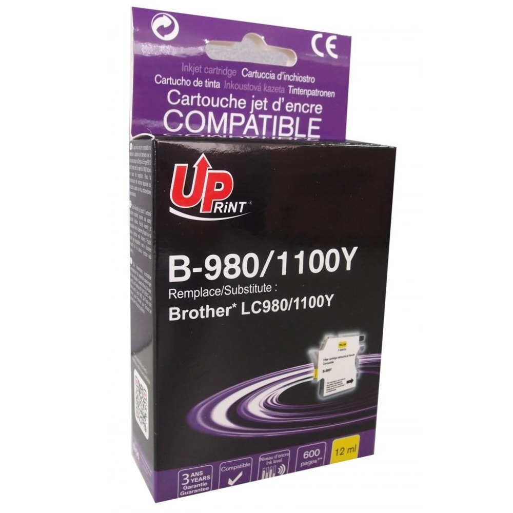 Касета за Brother DCP J715W/145C/163C/165C/167C/185C/195C/365CN/375CW/383C/385C/387C/395CN/585CW/6690CW; MFC J2630W/J270W/J615W/J630W/250C/255CW/257CW/290C/295CN/297C/490CN/490CW/495CW/5490CN - Yellow - LC980/1100 - Uprint - неоригинален - Заб.: 600к