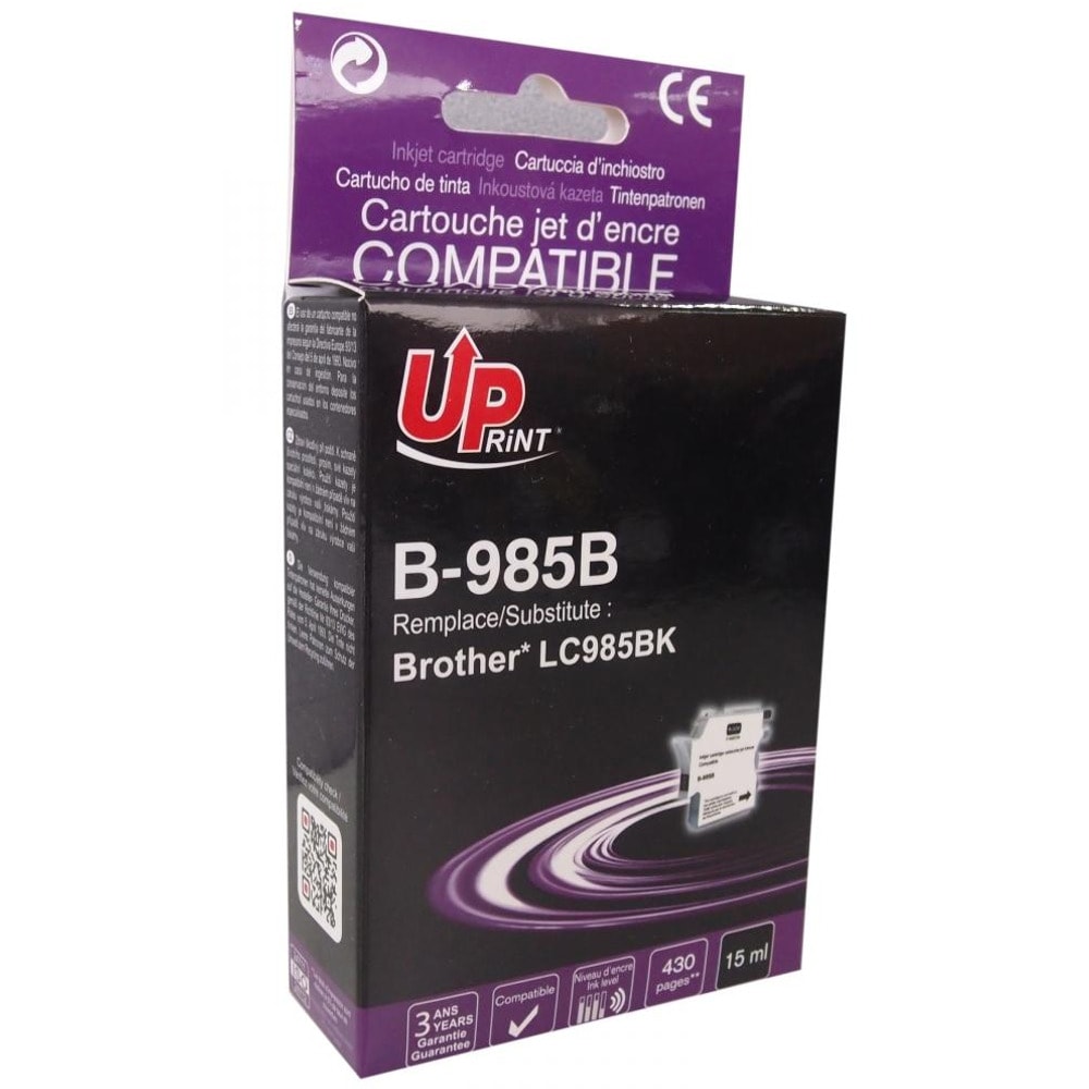 Касета за Brother DCP J125/J140/J315W/J515W; MFC J220/J265W/J410/J415W - Black - LC985 - Uprint - неоригинален - Заб.: 430 копия