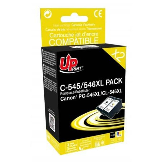 Комплект касети за Canon iP2850/MG2450/MG2550/TS335x - Cyan/Magenta/Yellow/Black - PG-545XL/CL-546XL - Uprint - неоригинални - Заб.: 470 копия