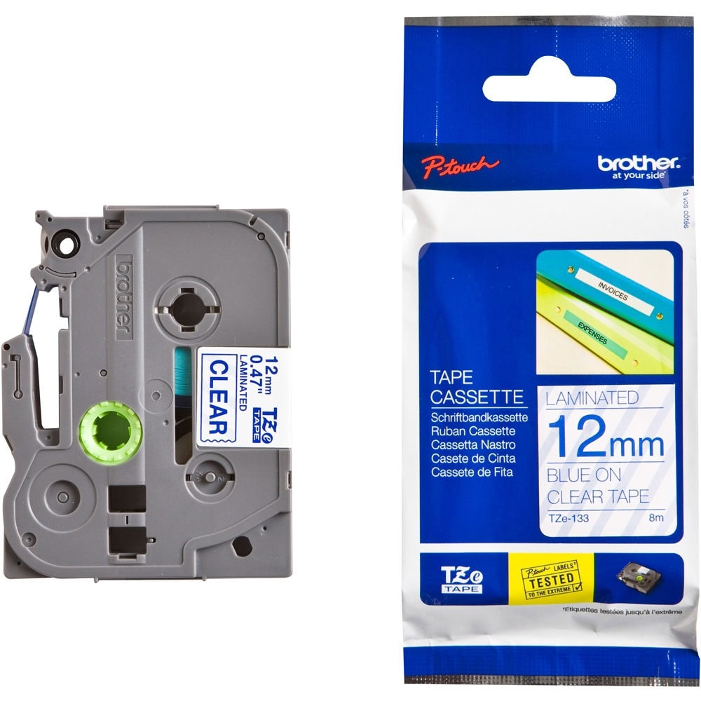 Лента за етикетни принтери BROTHER тип TZ - 12mm BLUE ON CLEAR