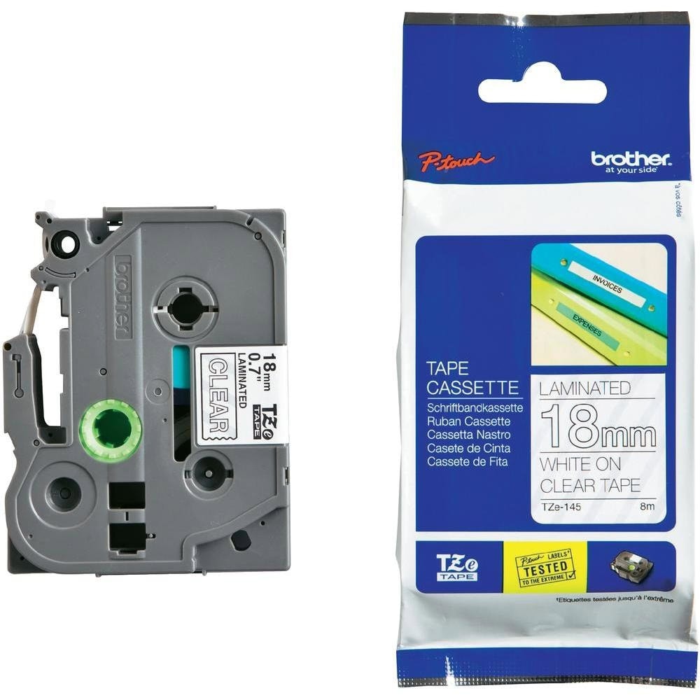Лента за етикетни принтери BROTHER тип TZ - 18mm WHITE ON CLEAR TAPE