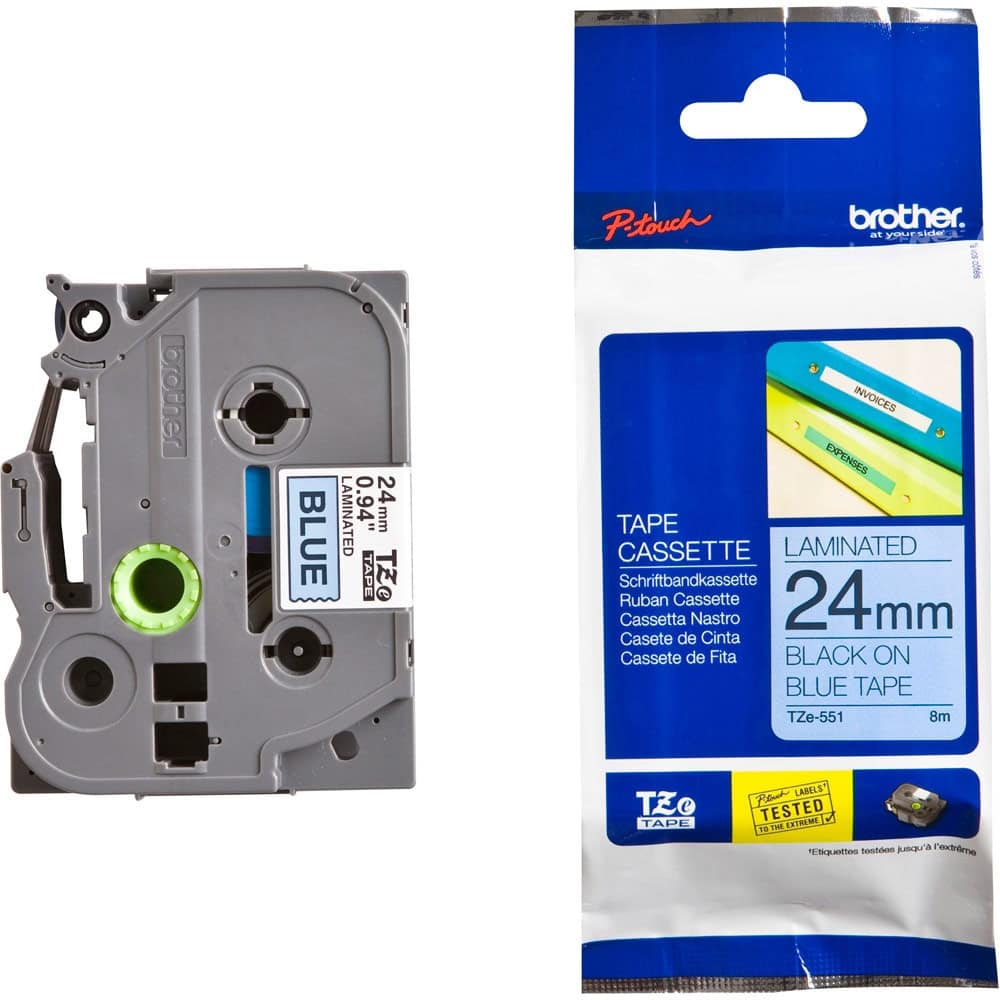 Лента за етикетни принтери BROTHER тип TZ - 24mm Tape BLACK ON BLUE
