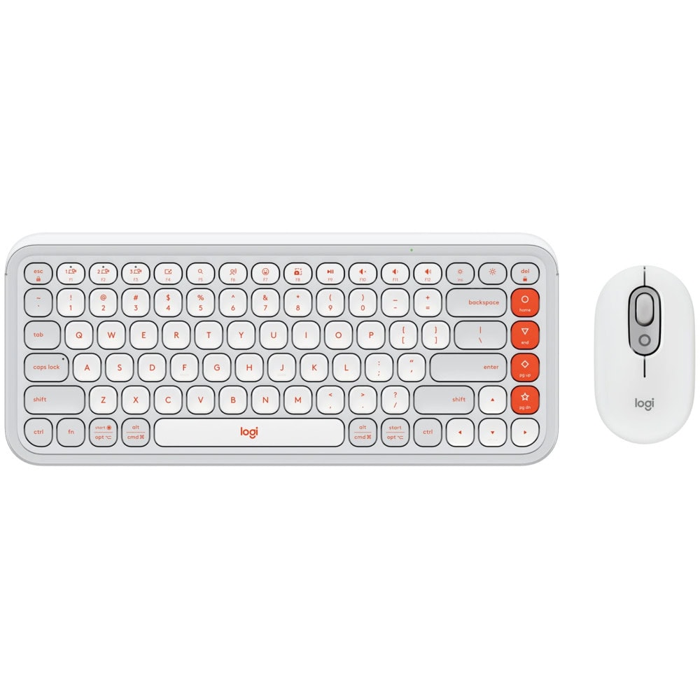 Комплект клавиатура и мишка Logitech POP Icon Combo Off White & Orange (920-013141)