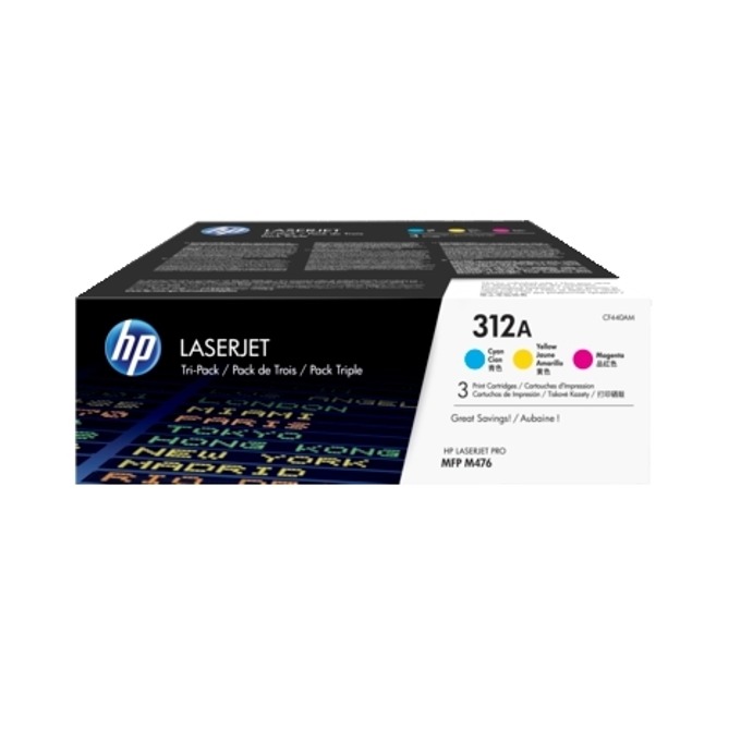 Тонер касета за HP Color LaserJet Pro MFP M476dn/M476nw/M476dw - Yellow/Magenta/Cyan - 3Pack -312A- CF440AM - Заб.: 3x2700 брой копия