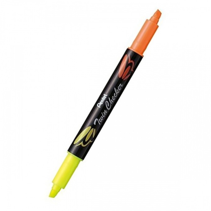 Двулицев маркер Pentel Twin Checker жълт и оранжев