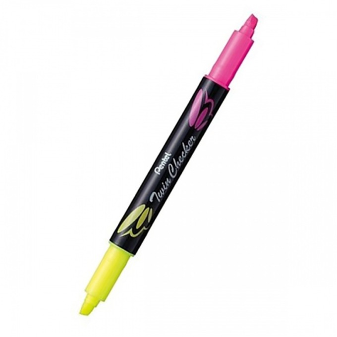 Двулицев маркер Pentel Twin Checker жълт и розов