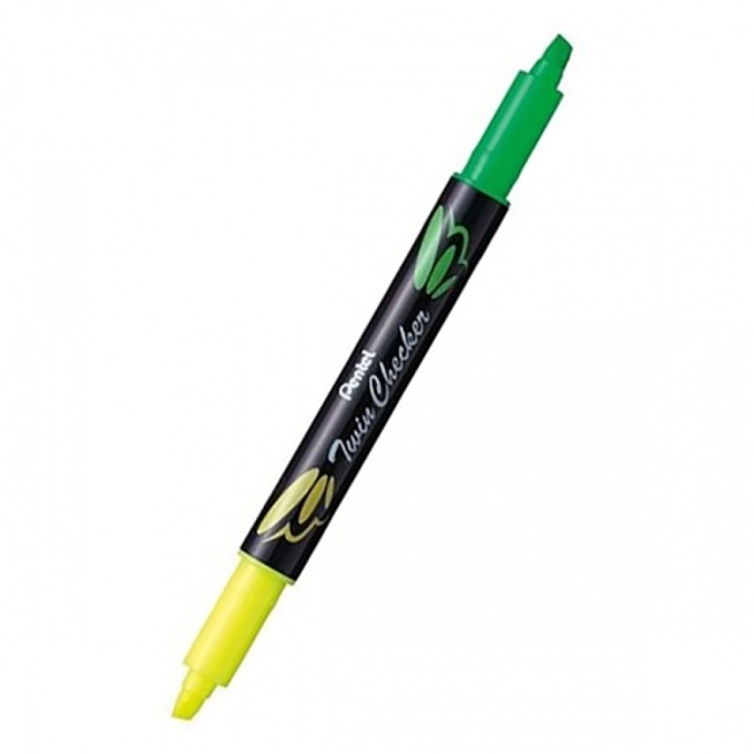 Двулицев маркер Pentel Twin Checker жълт и зелен