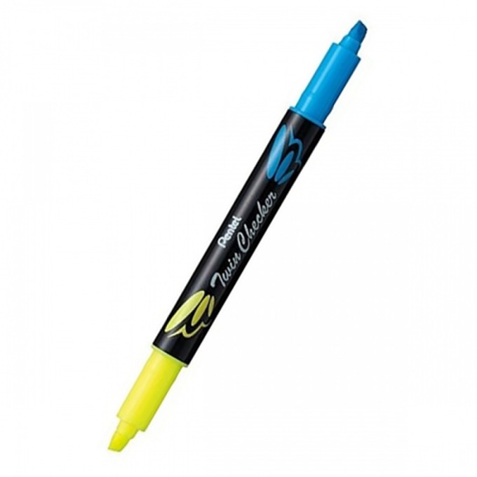 Двулицев маркер Pentel Twin Checker жълт и син