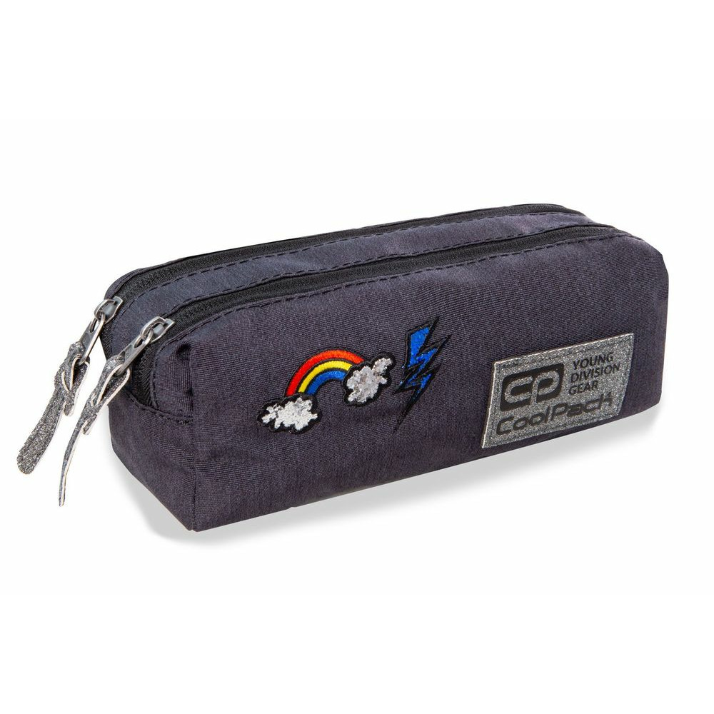 Ученически несесер с два ципа CoolPack Edge Sparkling Badges Grey