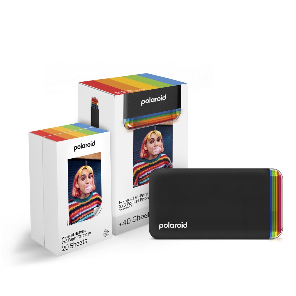 Мобилен принтер Everything Box Polaroid Hi-Print Gen 2 - Black в комплект с фотохартия