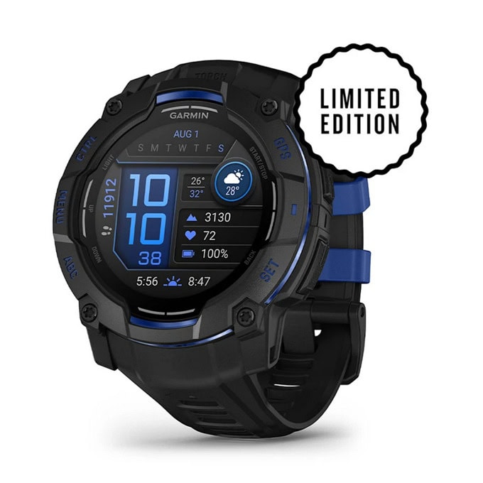 Смарт часовник Garmin Instinct 3 - 50mm Black/Bolt Blue