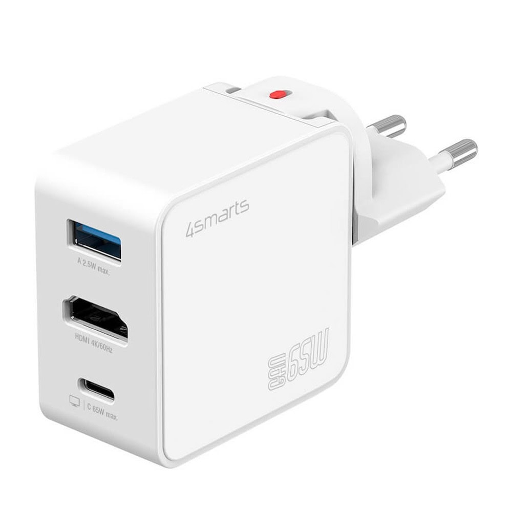 Зарядно устройство 4smarts 3-in-1 GaN Flex Travel 65W (541711)