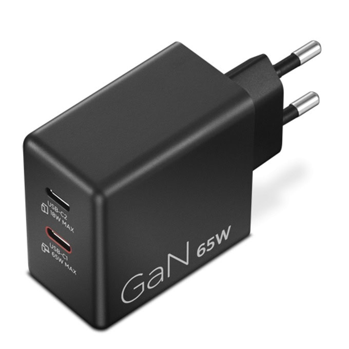 Зарядно устройство Lenovo Dual USB-C 65W GaN Charger Black (40AW065BEU)